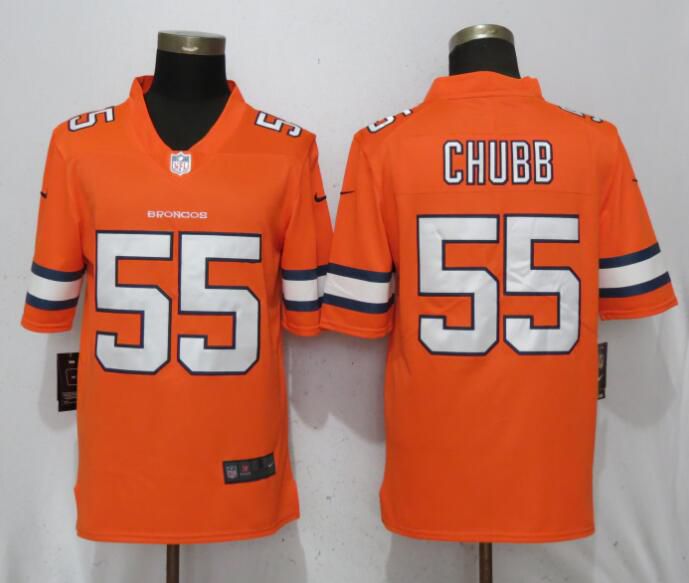 Men Denver Broncos 55 Chubb Navy Orange Color Rush Player Nike Limited NFL Jerseys